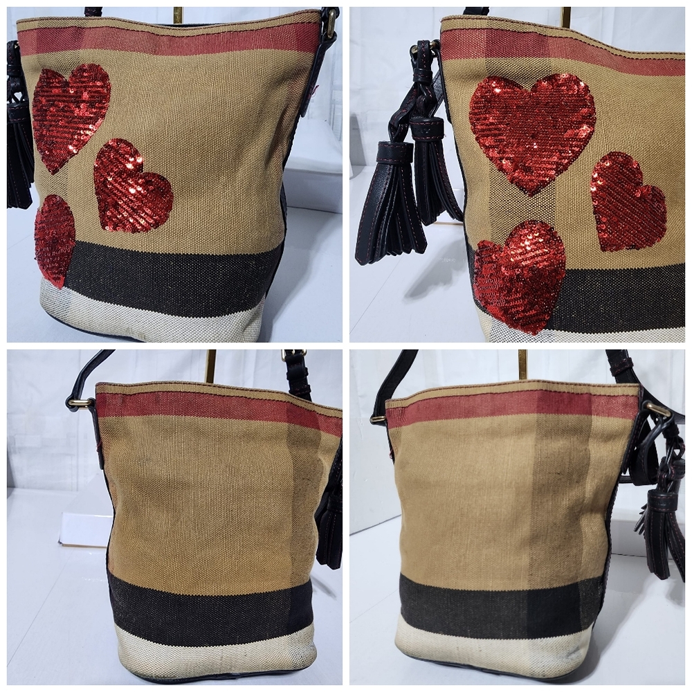 Burberry Ashby Bag House Check Canvas with Sequins Mini Bag Brown/Beige - Picture 8 of 11